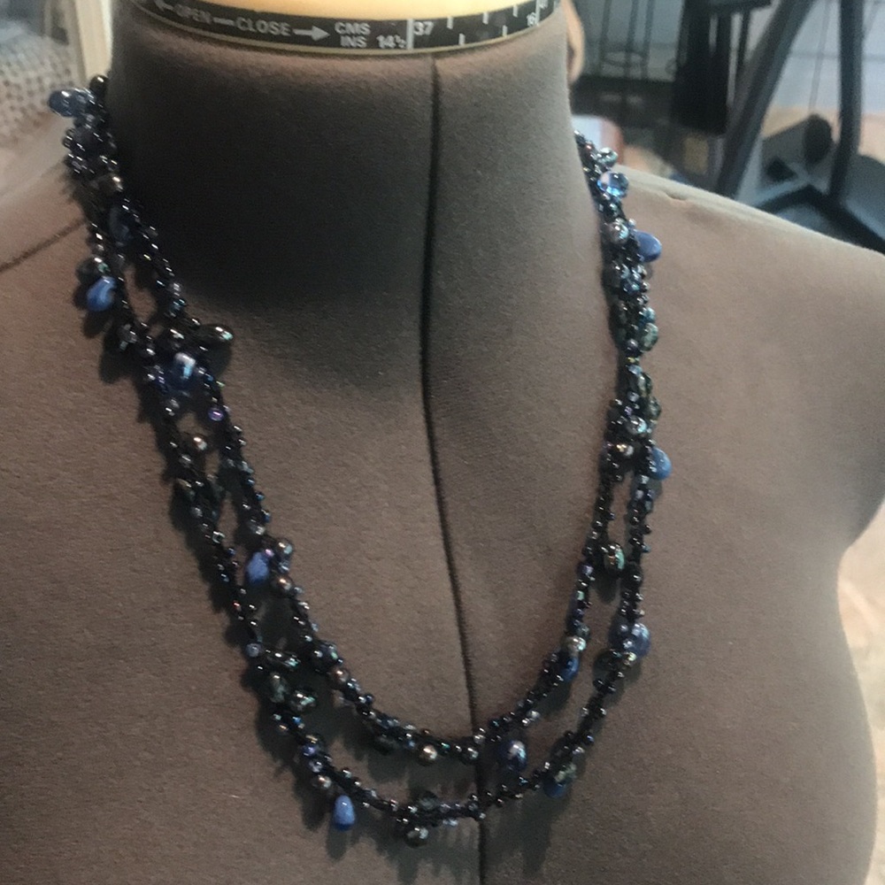 Necklace Blue Beaded Necklace